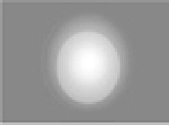 Bare source with no diffuser: a small, intense hotspot at the center of the beam.